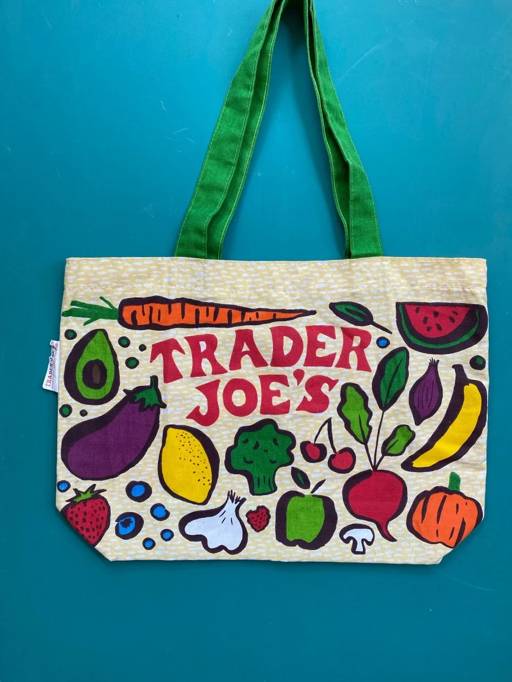 NWOT Vintage Trader Joe's Fruit & Veggies Canvas Cloth Tote Bag.
Market Tote. - Picture 8 of 8